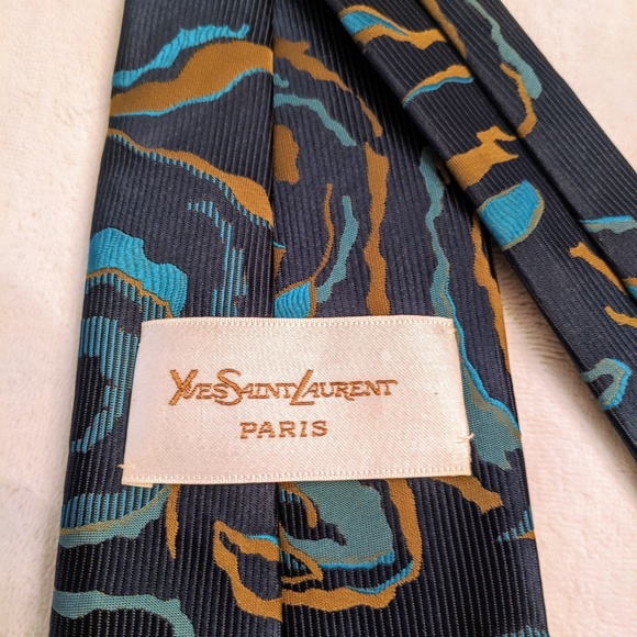 Vintage Yves Saint Laurent Blue Abstract Print Tie - Picture 4 of 5